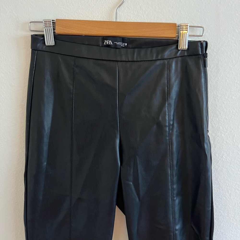Zara faux leather side zip pants
